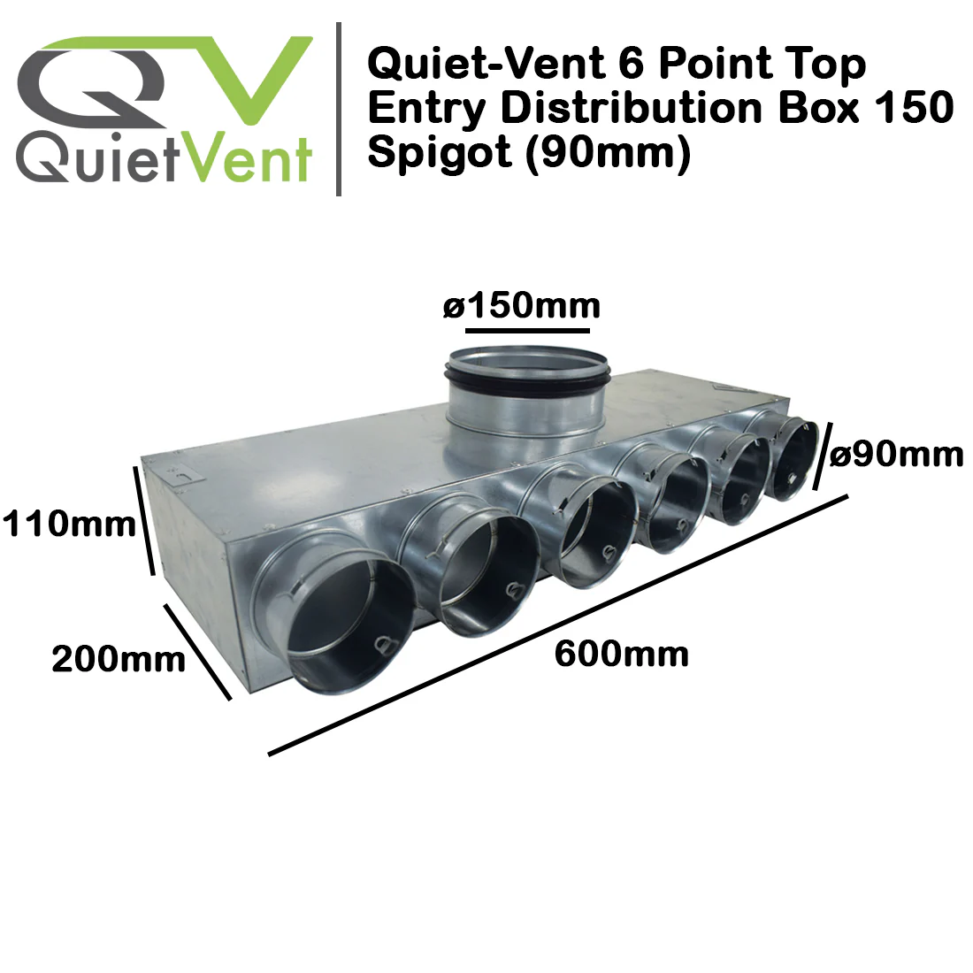 Quiet-Vent 6 Point 90mm Top Entry Distribution Box 150mm Spigot - Image 4