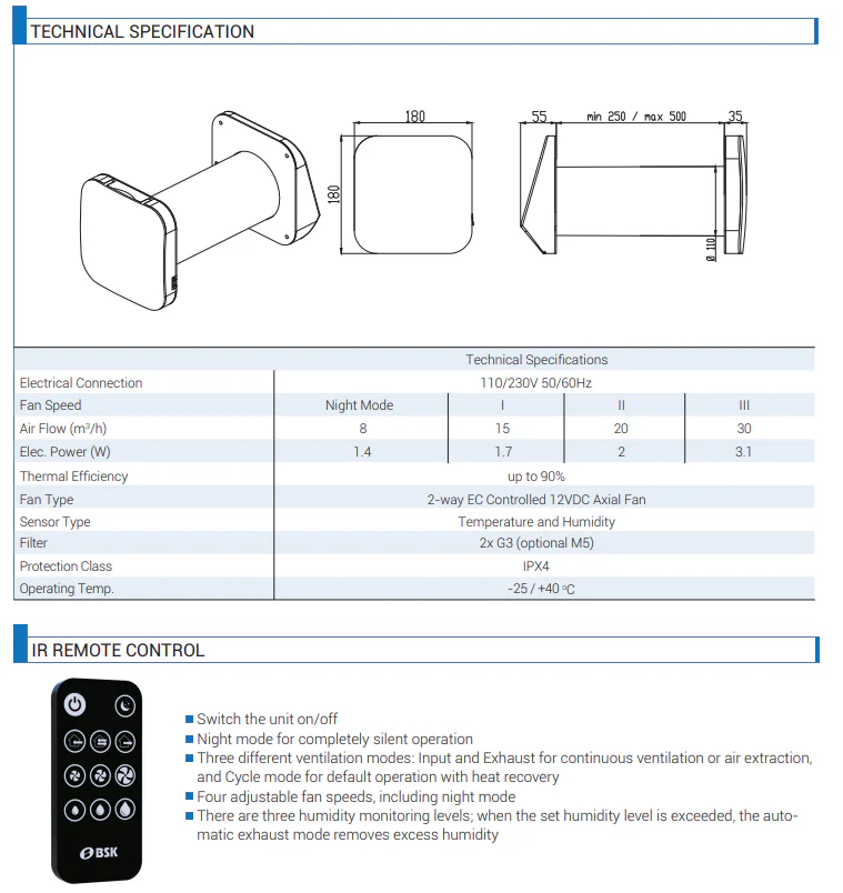BSK Zephyr Mini Single Room Heat Recovery Unit - Image 6