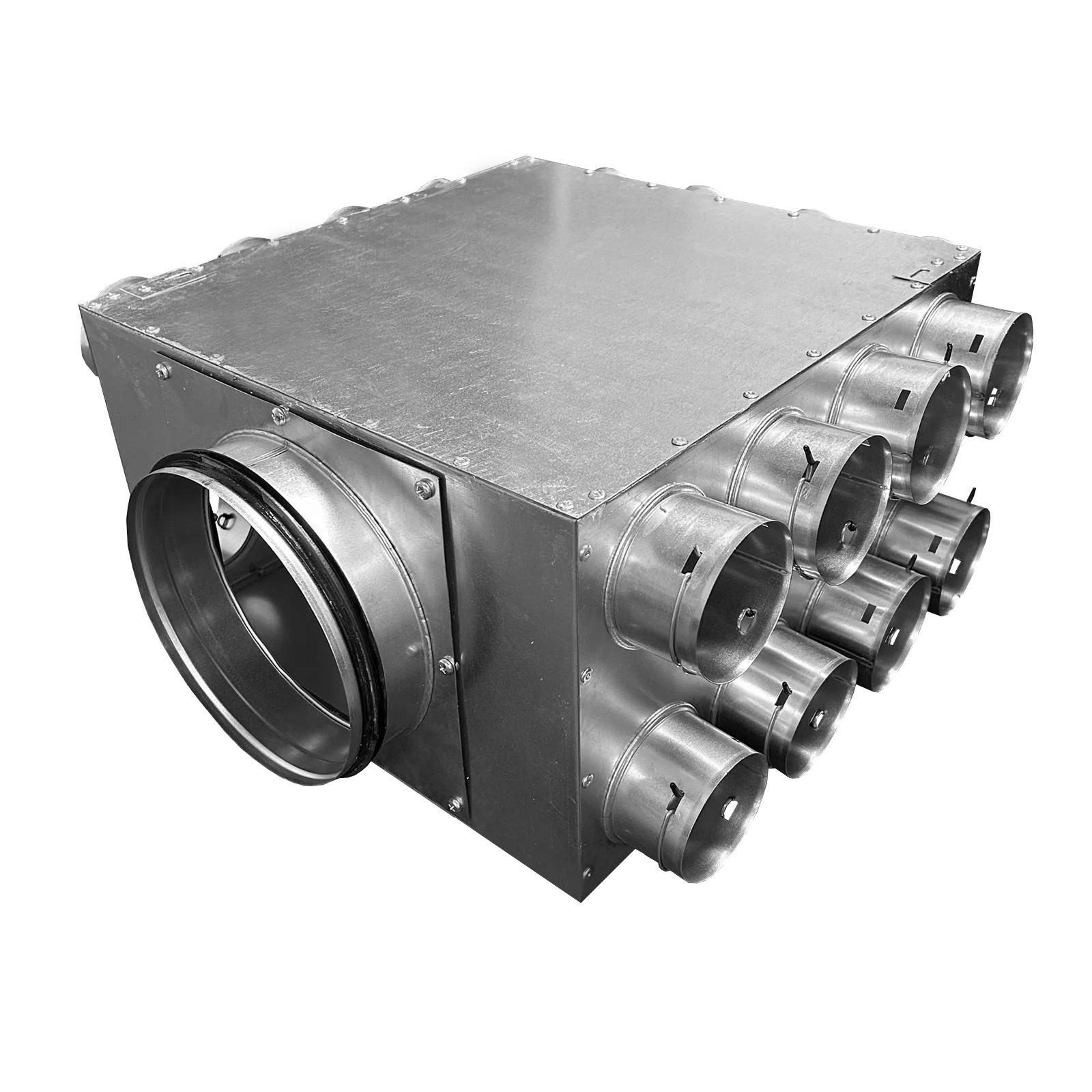 Quiet-Vent 24 pt Adjustable Distribution Box - 200 Spigot (75mm) with 6 x blanking caps - Image 2