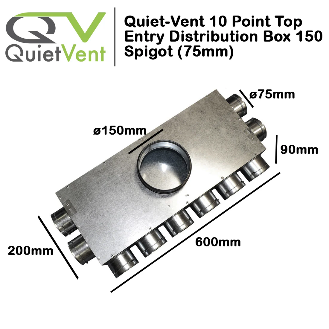 Quiet-Vent 75mm 10 Point Top Entry Distribution Box 150mm spigot - Image 3
