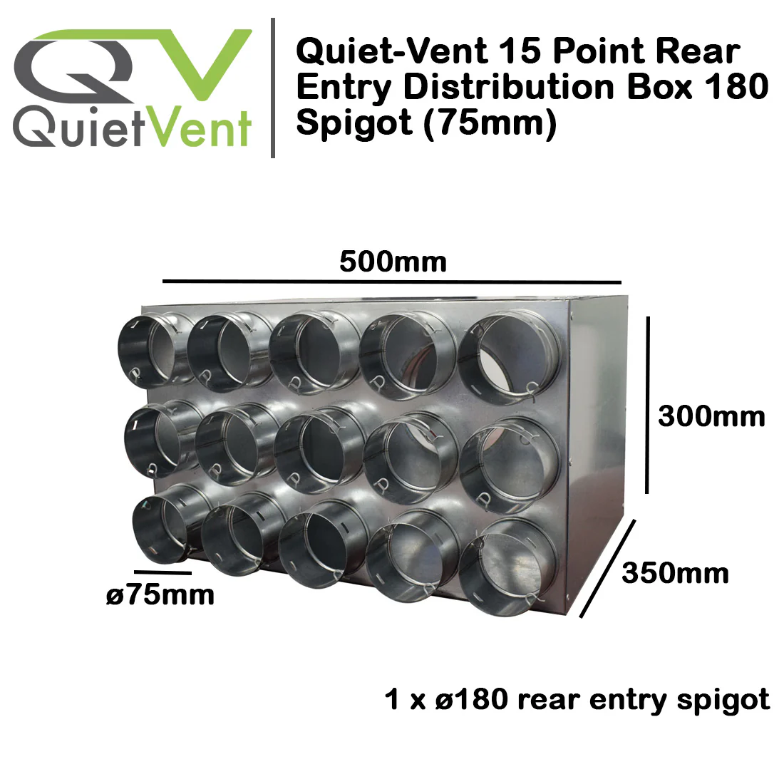 Quiet-Vent 75mm 15 Point Rear Entry Distribution box 180mm spigot - Image 4