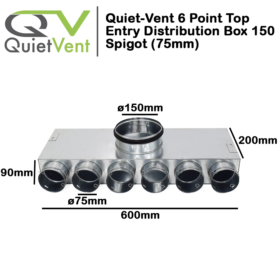 Quiet-Vent 75mm 6 Point Top Entry Distribution box 150mm spigot - Image 3